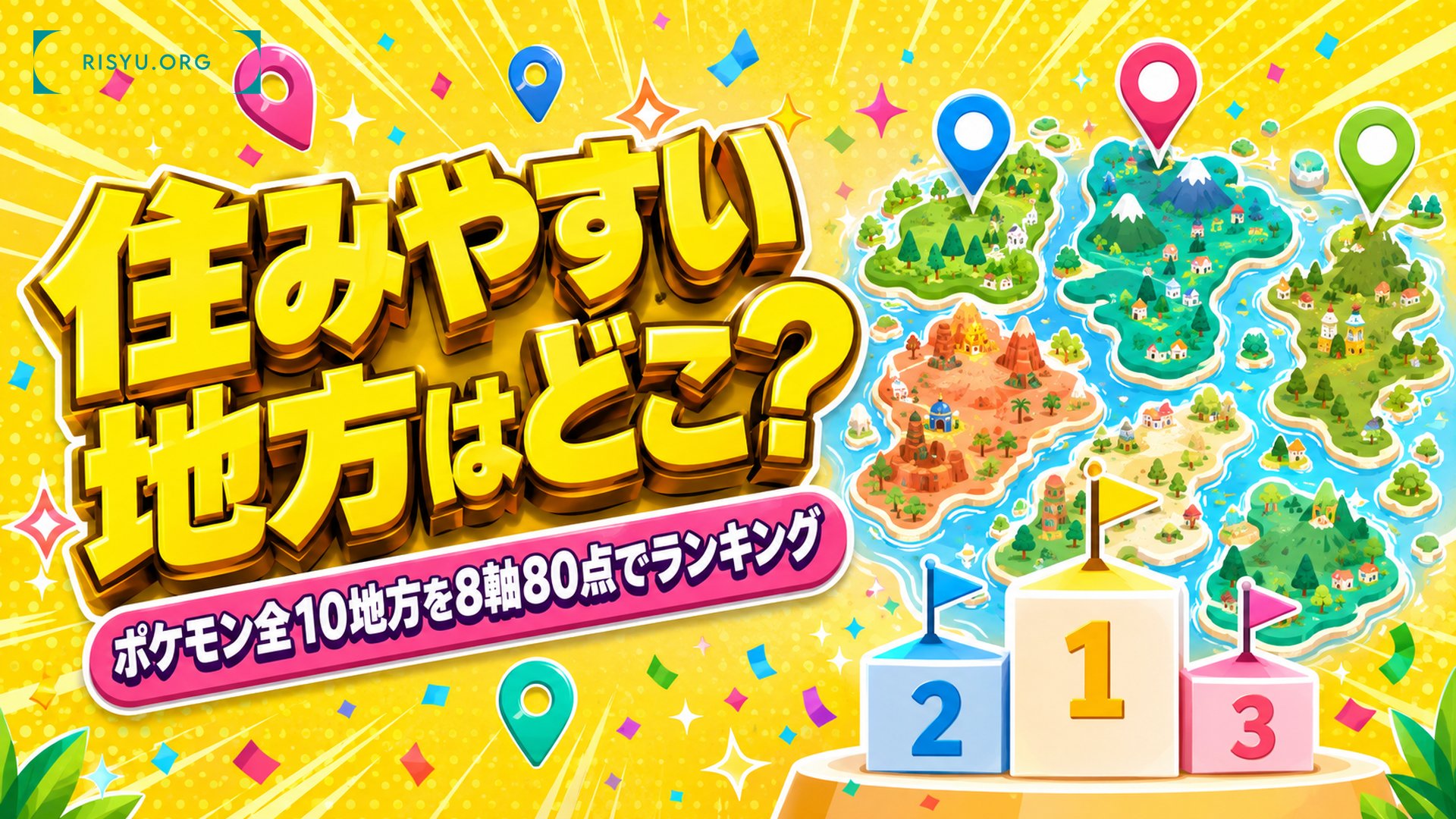 ポケモンの世界で一番“住みやすい”地方はどこか — 全10地方を8軸80点でランキング付けした結果
